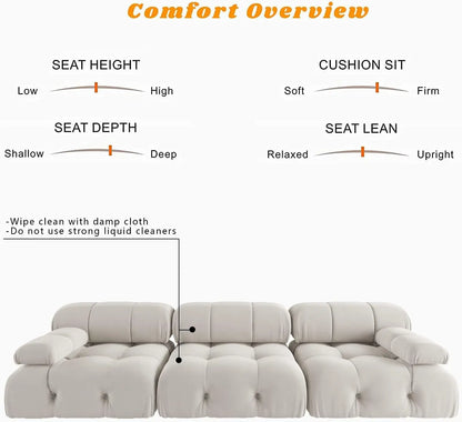 Modern Velvet Convertible Couches 3 Seats Living Room Sofa Sets for Office Apartment