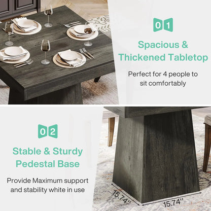 31.5-Inch Kitchen Table Small Dinner Table with Sturdy Pedestal Base