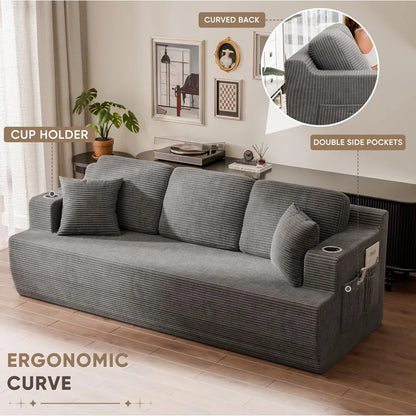 87” Boneless Sofa Couch with 2 Pillows Extra Deep Seats