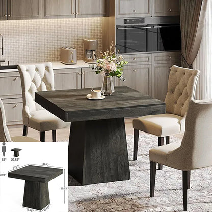 LITTLE TREE Black Dining Table for 4-6, Modern Kitchen Table with Tapered Wood Legs and Tabletop for Kitchen, Living Room
