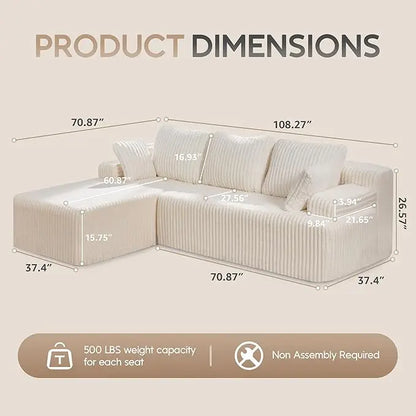 Modular Sectional Sofa Couches 108"