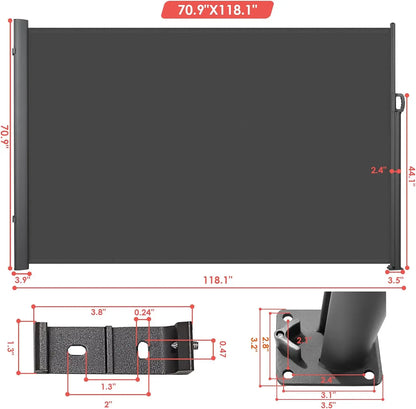 Patio Privacy Screen for Garden, Balcony, Courtyard Dark Grey, 118.1" x 70.9"