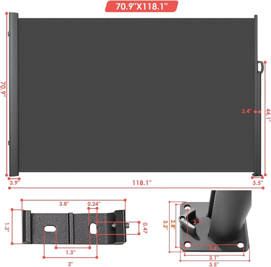 Patio Privacy Screen for Garden, Balcony, Courtyard Dark Grey, 118.1" x 70.9"