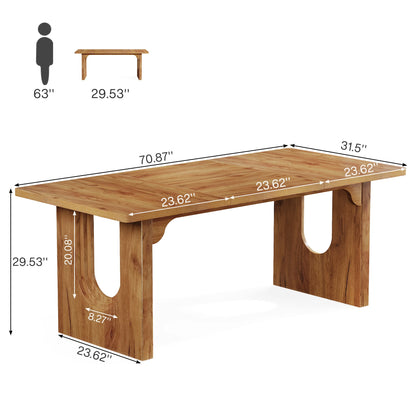 71" Large Kitchen Dining Table with Wood Pedestal Base,