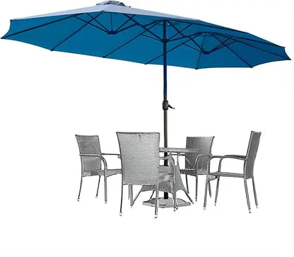 15ft Patio Umbrella with Solar Lights, Large Double Umbrella Outdoor and Crank