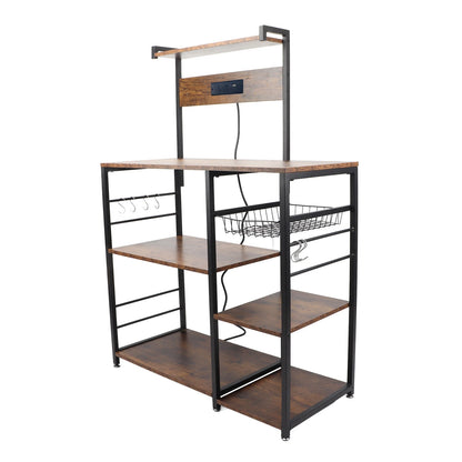 Kitchen Bakers Rack Steel Wood Multi Tier Microwave Oven Stand