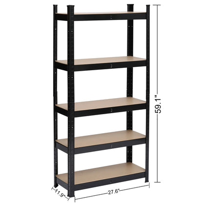 5 Tier Heavy Duty Metal Shelving Rack Unit Garage Storage Shelf