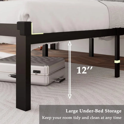Twin-Queen Heavy-Duty Platform Bed Frame Storage
