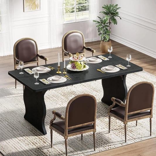 63-Inch Rectangular Modern Kitchen Table, Farmhouse Large Kitchen