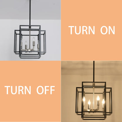 4-Lights Pendant Lights Fixtures Hanging Chandelier