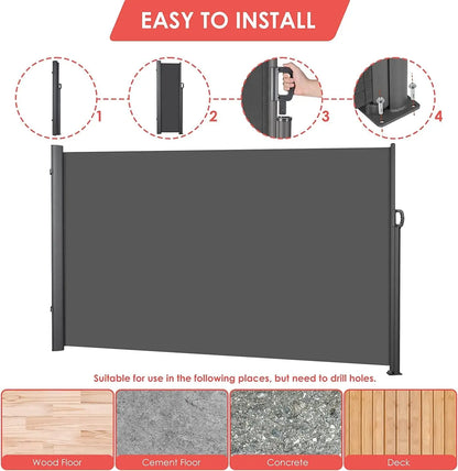 Patio Privacy Screen for Garden, Balcony, Courtyard Dark Grey, 118.1" x 70.9"