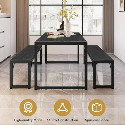 Space-Saving Dining Table Set with Metal Frame & MDF Board