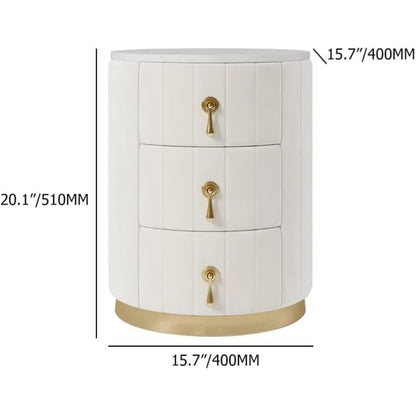 White Velvet Nightstand with Storage